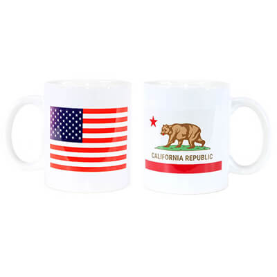 California State & USA Flag Mug