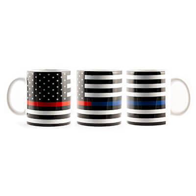 Support Police - Fire Blue and Red Line Flag Mug