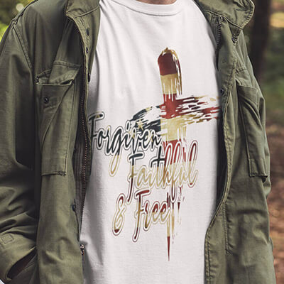 Forgiven, Faithful & Free - USA Flag T-Shirt