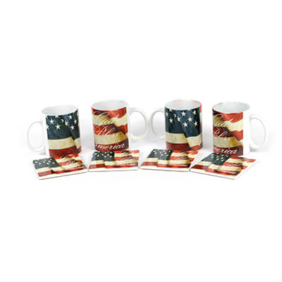 God Bless America 4 Mug & Coaster Set