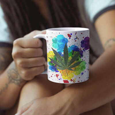 Paint Splatter Marijuana Leaf Mug