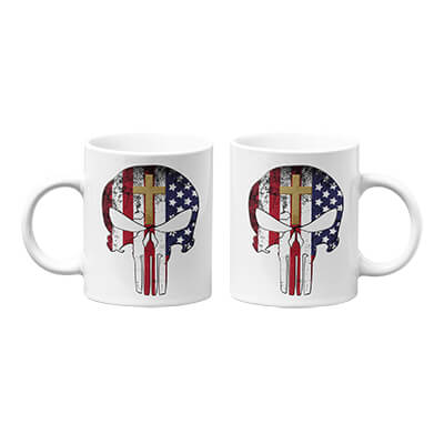 USA Flag Punisher with Gold Cross Mug