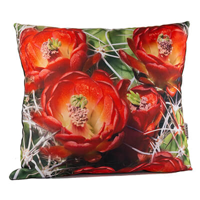 Red Cactus Flower 14in Throw Pillow