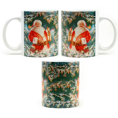 Retro Santa Holding Lantern Mug