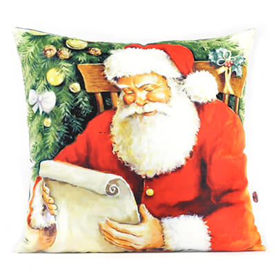 Santa Reading His List 14in Throw Pillow