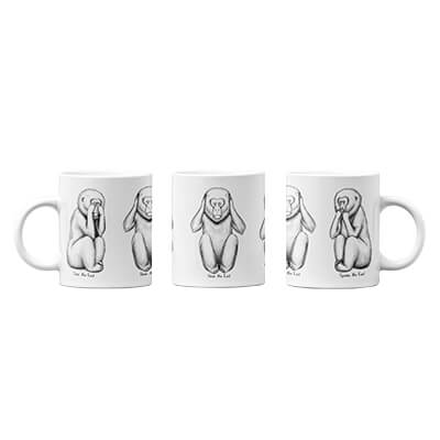 Three Wise Monkeys (Full Body) Mug