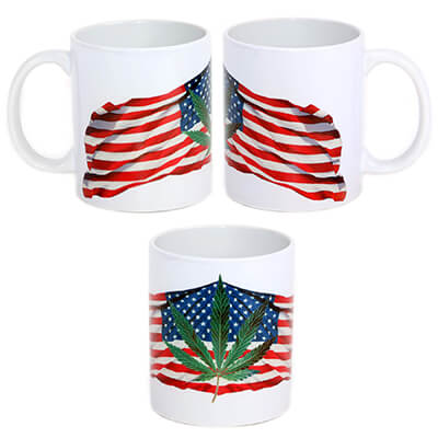 Pot Leaf - USA Flag Mug