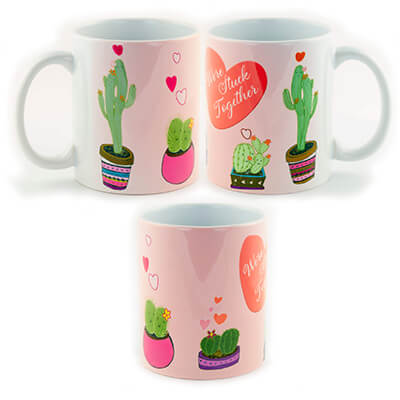 We're Stuck Together Valentine's Cactus Mug