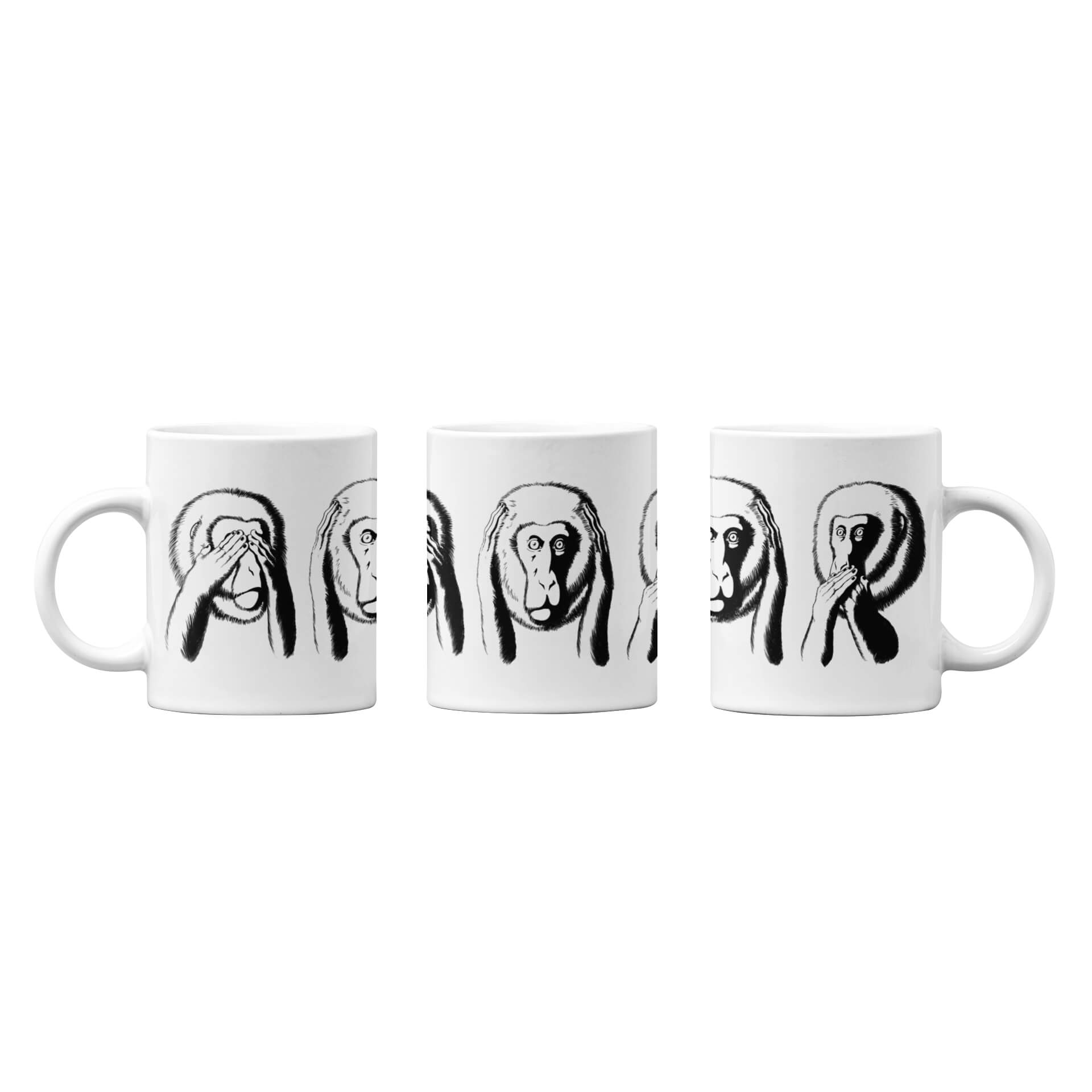 Three Wise Monkeys (Faces) Mug